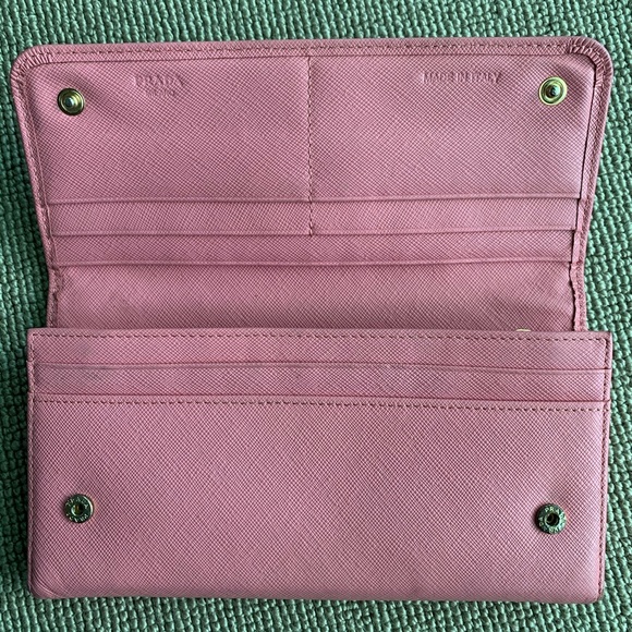 PRADA pink bow wallet leather women’s snap closure organizer bag zipper money - Picture 5 of 13